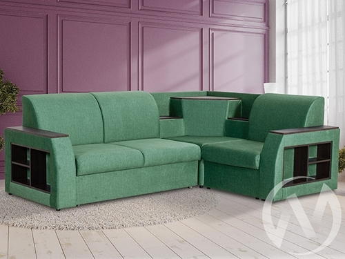 Диван угловой Сенатор (ДУ) 2022 SQUARE 15 (велюр зеленый)