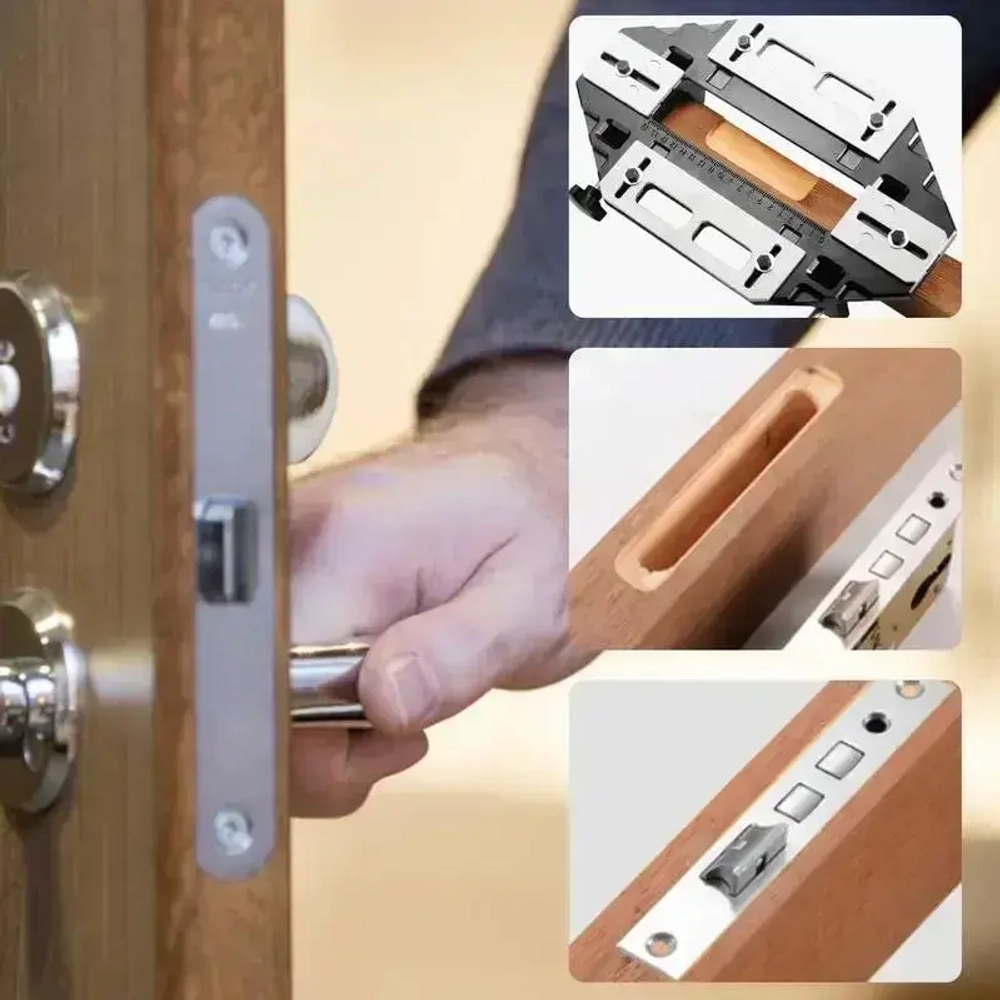 Шаблон для врезки петель и дверных замков / Кондуктор для установки петель и замков / Приспособление для фрезера.