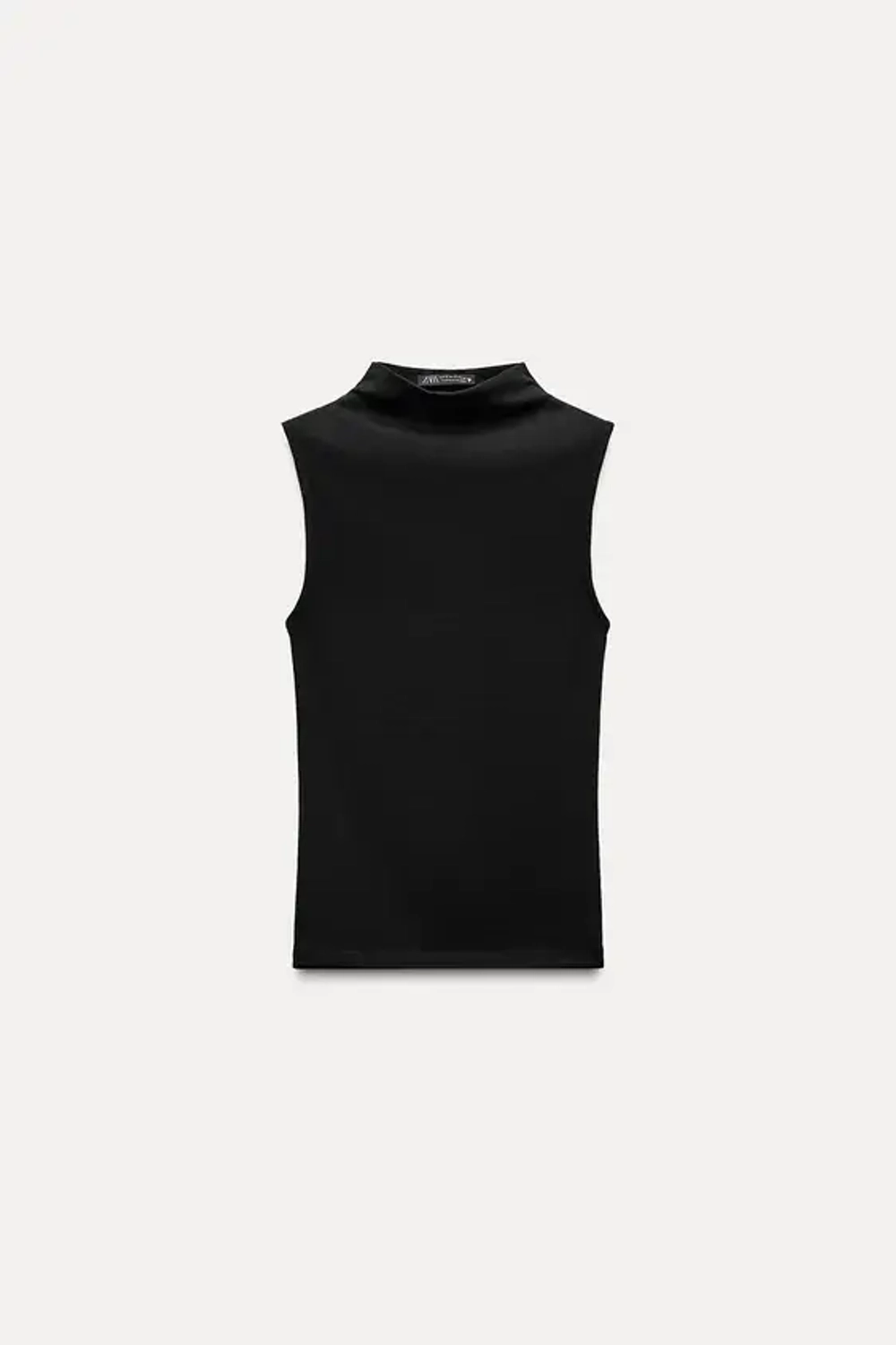 ZARA ТОП ИЗ ХЛОПКА МОДАЛА, ЧЕРНЫЙ