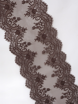 Кружево шантильи для белья шоколад широкое неэластичное ширина 36 см купон 2.9 м