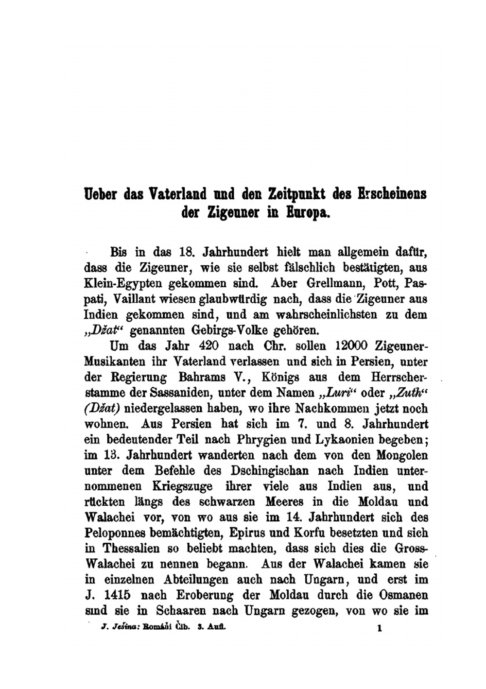 Románi cib oder Die Zigeuner-Sprache. (Grammatik, Wörterbuch, Chrestomathie) | Josef Ješina
