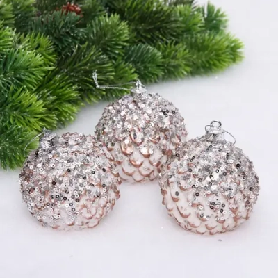 Новогодние шары VERSAILLES «Кефея» 8 см (набор 3 шт), Розовый