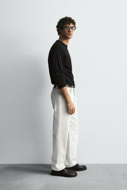 ZARA ДЖИНСЫ STRAIGHT ДЛИНОЙ ДО ЩИКОЛОТКИ, БЕЛЫЙ