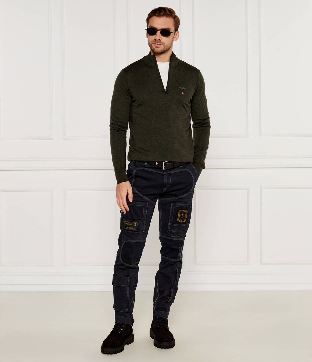 Шерстяной свитер Aeronautica Militare - оливковый(MA1389L415)