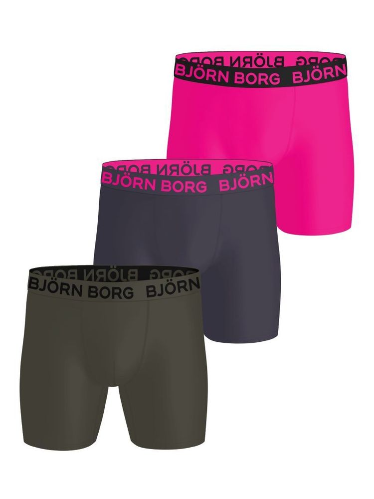 Мужские спортивные боксеры Bjorn Borg Sports Microfiber 3P - green/pink/grey