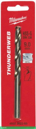 Сверло по металлу Milwaukee Thunderweb HSS-G 9x125мм (4932352365)