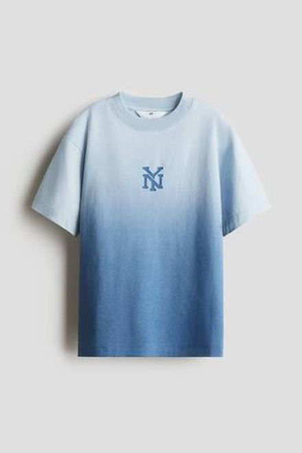 H&M Футболка из хлопка с принтом, синий