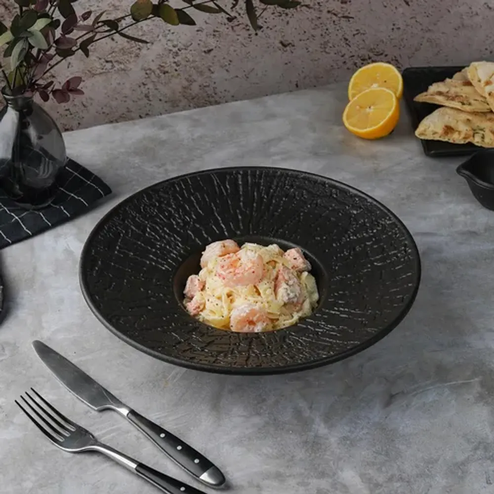 Тарелка глубокая 250 мл d27 см h6,3 см для пасты, для супа Black Raw Wood P.L. Proff Cuisine [4]