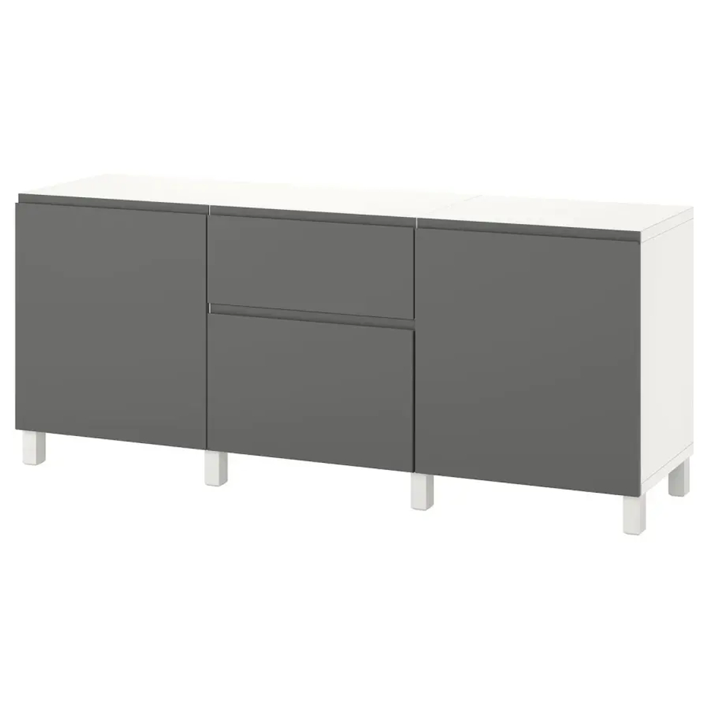 Комбинация для хранения - BESTÅ/ BESTА IKEA/ БЕСТА/БЕСТО ИКЕА, 180х74 см, белый/темно-серый