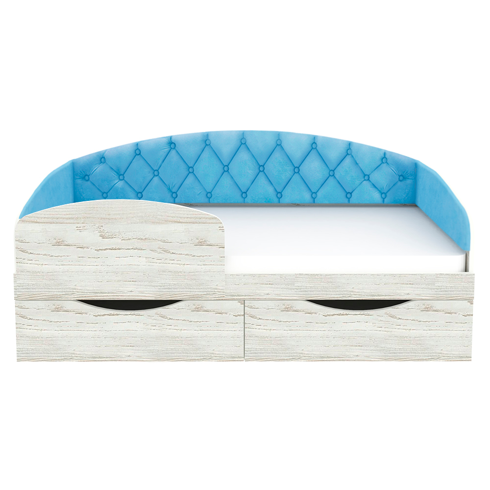 Кровать односпальная КарИВи Беллуччи с каретной стяжкой 80x160 Винтерберг Светло-синий, голубой