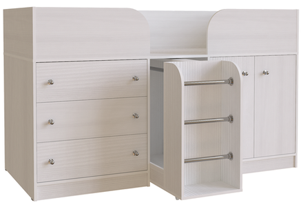 Кровать-чердак КарИВи Малыш 4 Белое Дерево Белое Дерево