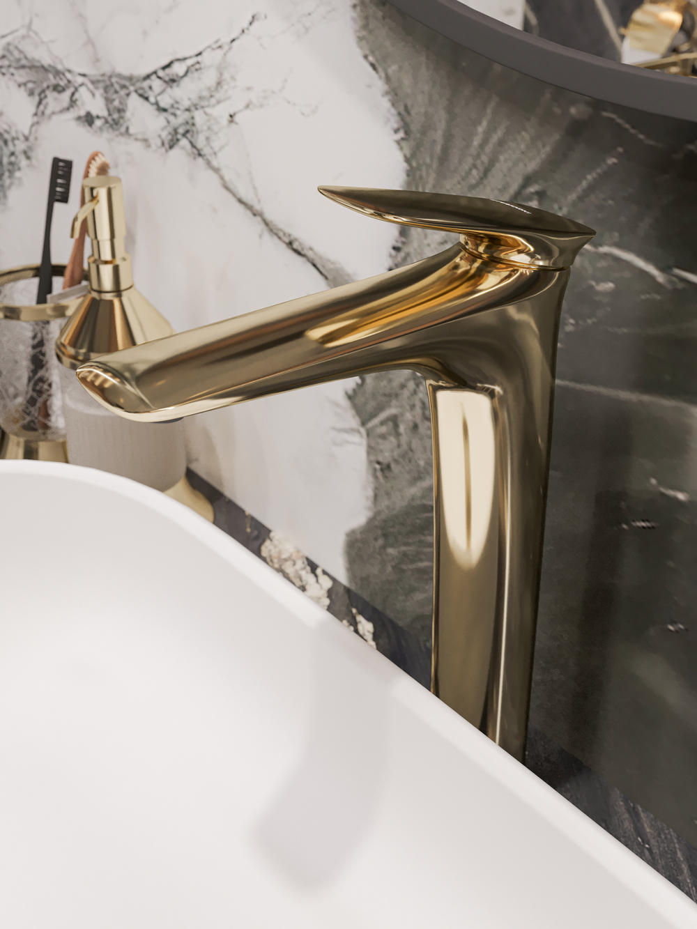 Смеситель для раковины STWORKI Молде S23020GG глянцевое золото