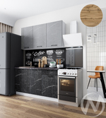 Кухня Мэйбл 1.5м (корпус белый/мрамор лайт; мрамор дарк) 26мм дуб вотан