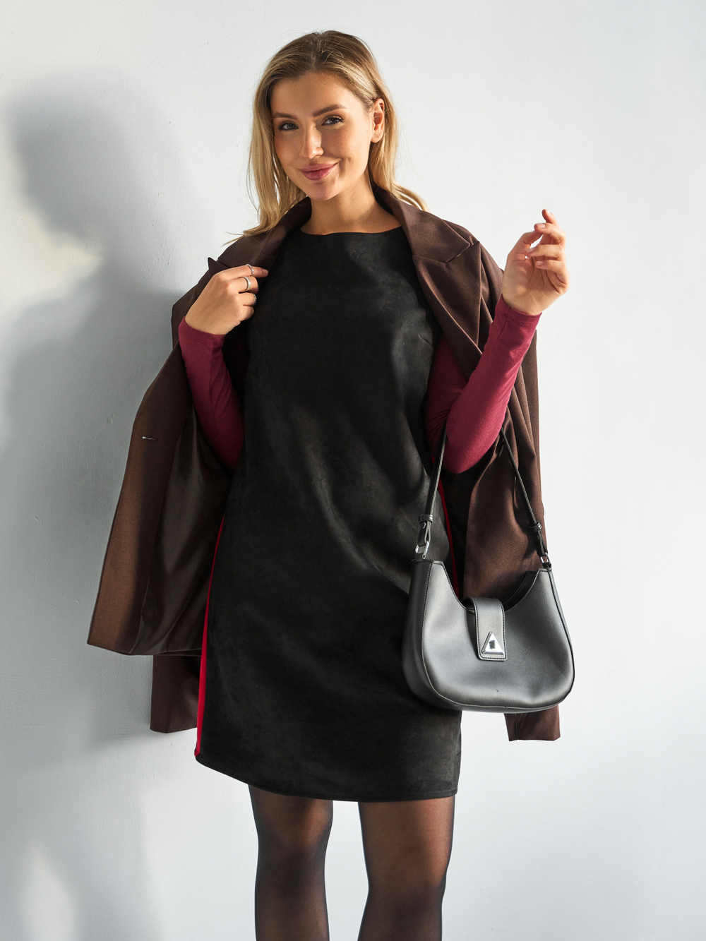 Платье сарафан офисный замшевый