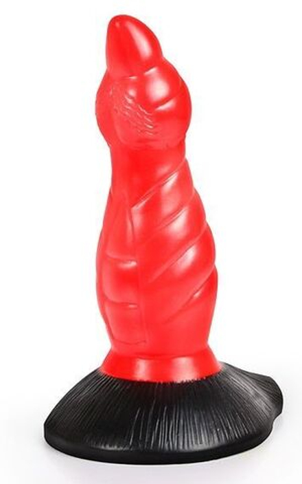 Красно-черный фантазийный фаллоимитатор - 19 см.