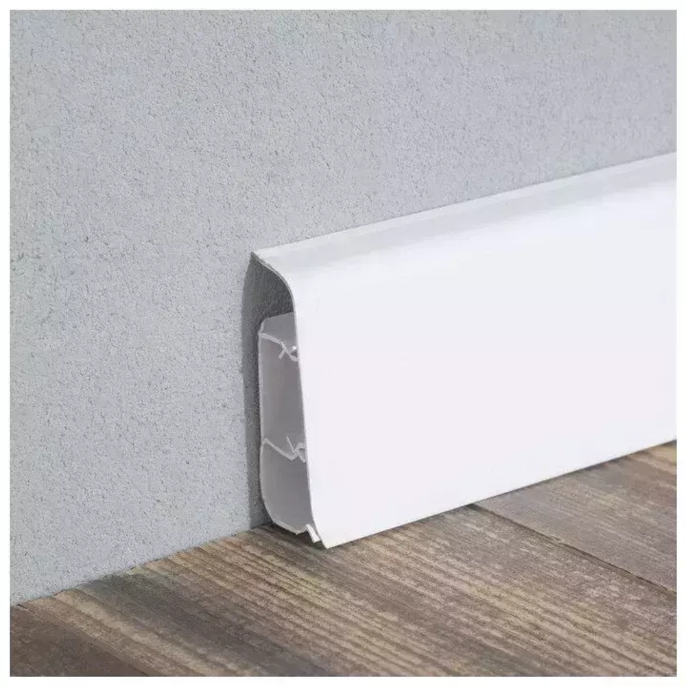 Плинтус напольный ПВХ "Деконика", 001-0 Белый Глянцевый 2200х100х23 мм