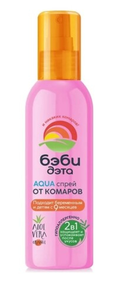 Спрей БЭБИ ДЭТА АКВА детский 2 в 1 от комаров гипоаллергенный для детей с 9 месяцев 100 мл