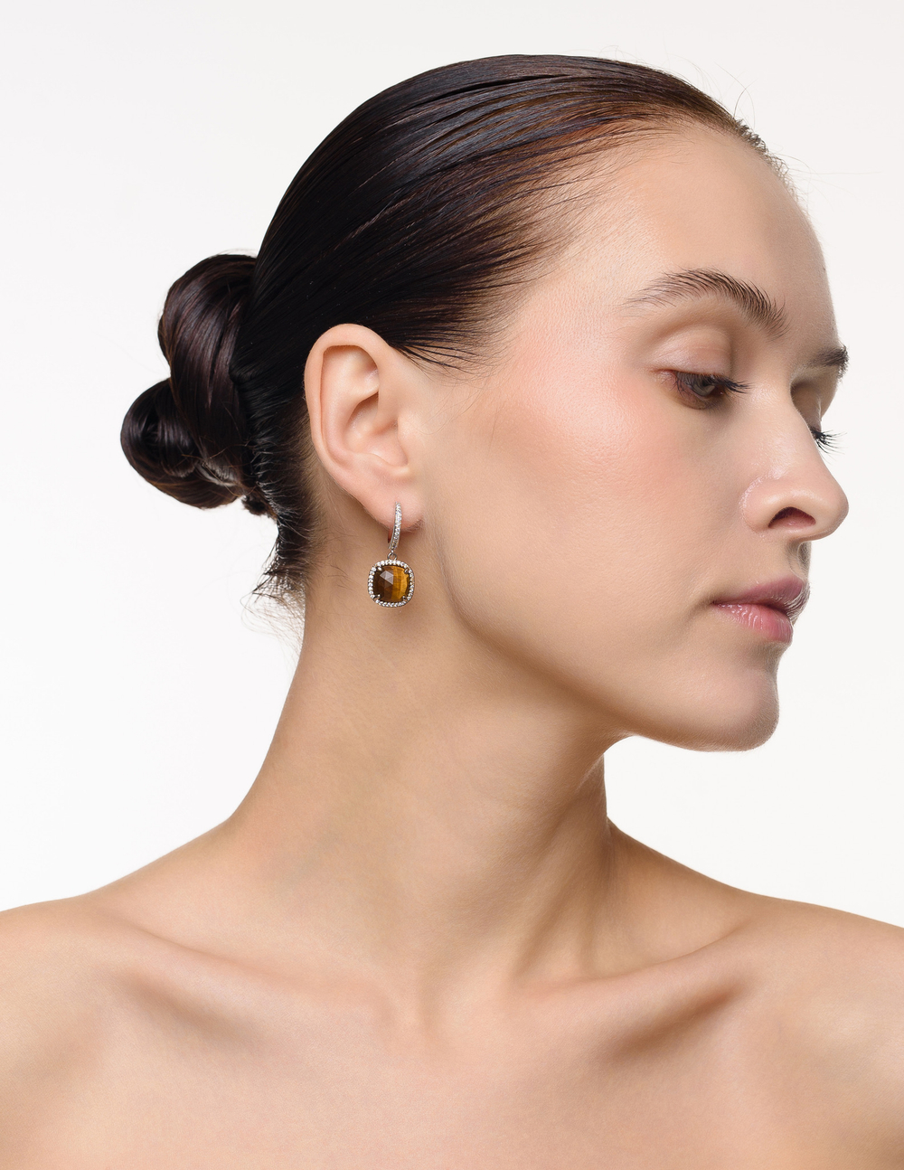 Серьги "Sun Royal" с тигровым глазом Silver