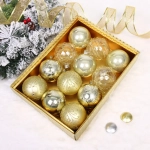 Новогодние шары «Волшебство ночи» 8 см (набор 12 шт), Золото