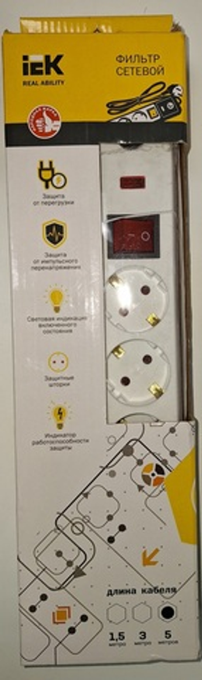 321_ Фильтр сетевой СФ-05К 5мест-5м 2P+PЕ 3*1мм2 ИЭК (5,20) арт. WFP10-16-05-05-N, ш/к 4606056063226