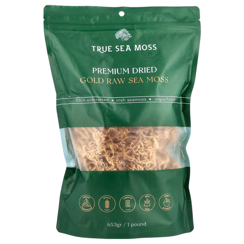 True Sea Moss, Необработанный морской мох из сухого золота премиального качества, 453 г (1 фунт)