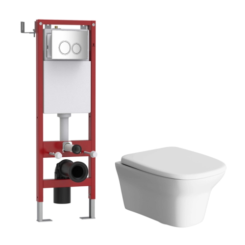 Комплект WAVE "Система инсталляции МЕХАНИКА 380+унитаз "STONE"+круглая кнопка W3 хром"