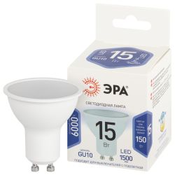 Лампа светодиодная ЭРА STD LED MR16-15W-860-GU10 GU10 15 Вт софит холодный белый свет | Лампы cветодиодные Точечные (Софиты) (MR, PAR)