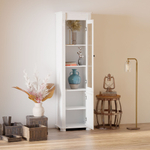 Шкаф-витрина Сюзанна из сосны, 2 двери 4 полки, 195х54х42 см, белый шкаф в прихожую