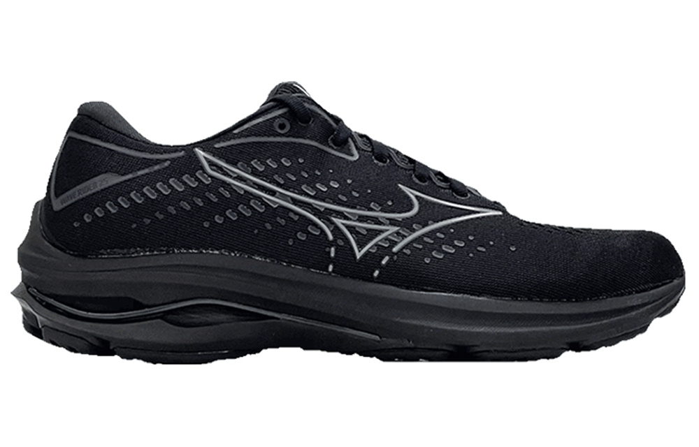 Mizuno Wave Rider 25 sports polyester shock absorption lightweight wear-resistant non-slip low-top running shoes for men and women the same style black