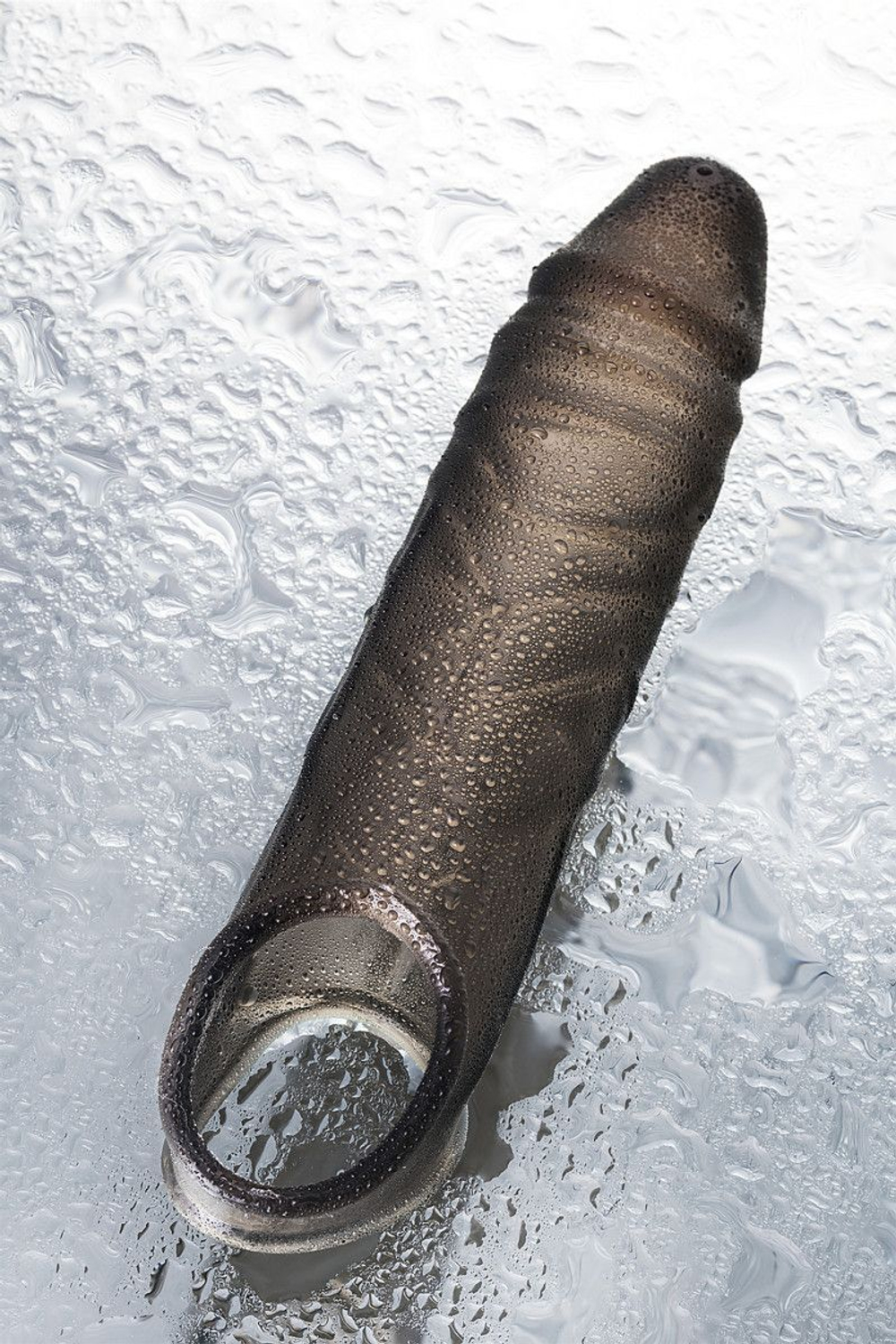 Дымчатая фаллическая насадка с подхватом и закрытой головкой - 16,2 см. (Цвет: дымчатый)