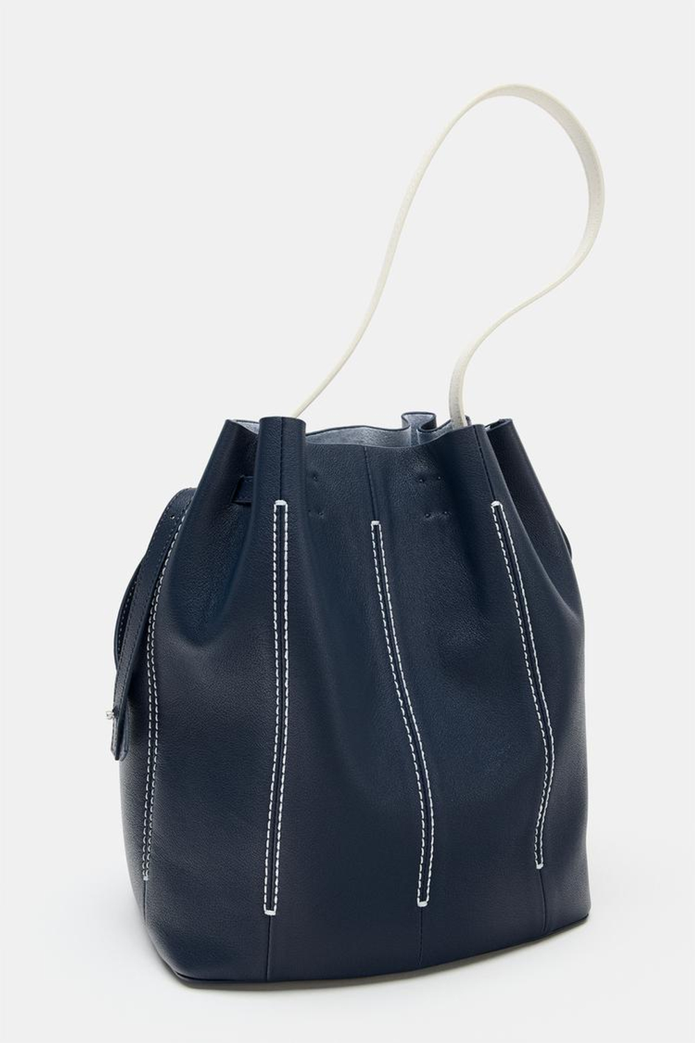 ZARA КОМБИНИРОВАННАЯ КОЖАНАЯ СУМКА, МОРСКОЙ СИНИЙ