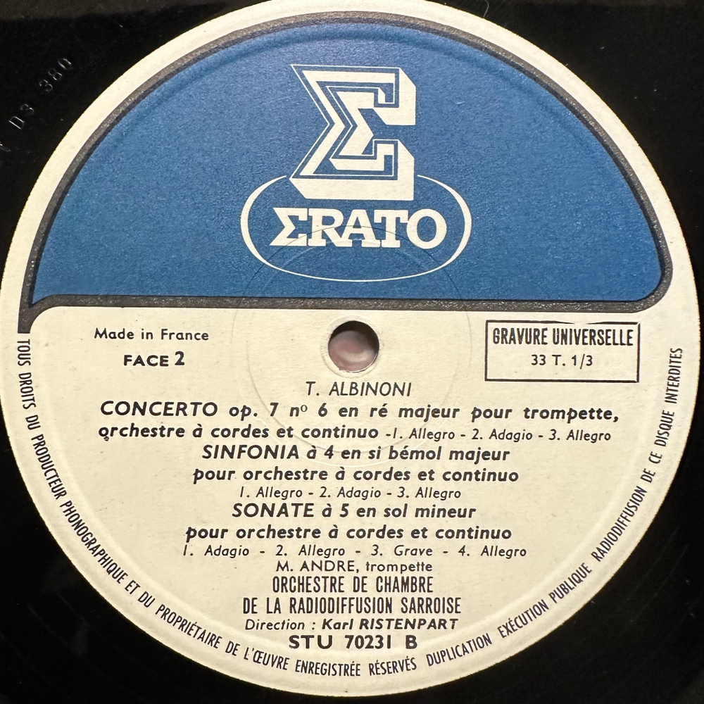 Альбинони- Знаменитое адажио - Концерты и симфонии для трубы, гобоя и струнных (Франция)