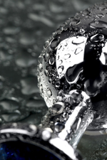 Анальная втулка с кристаллом Medium синий 8 см