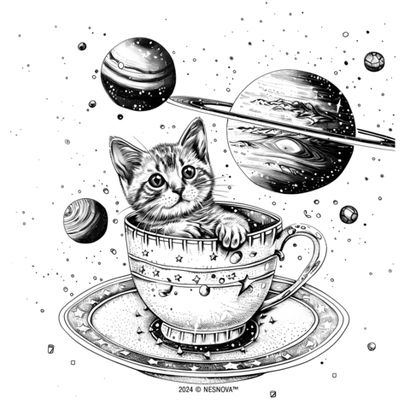 Кот в чашке. Космос. Планеты