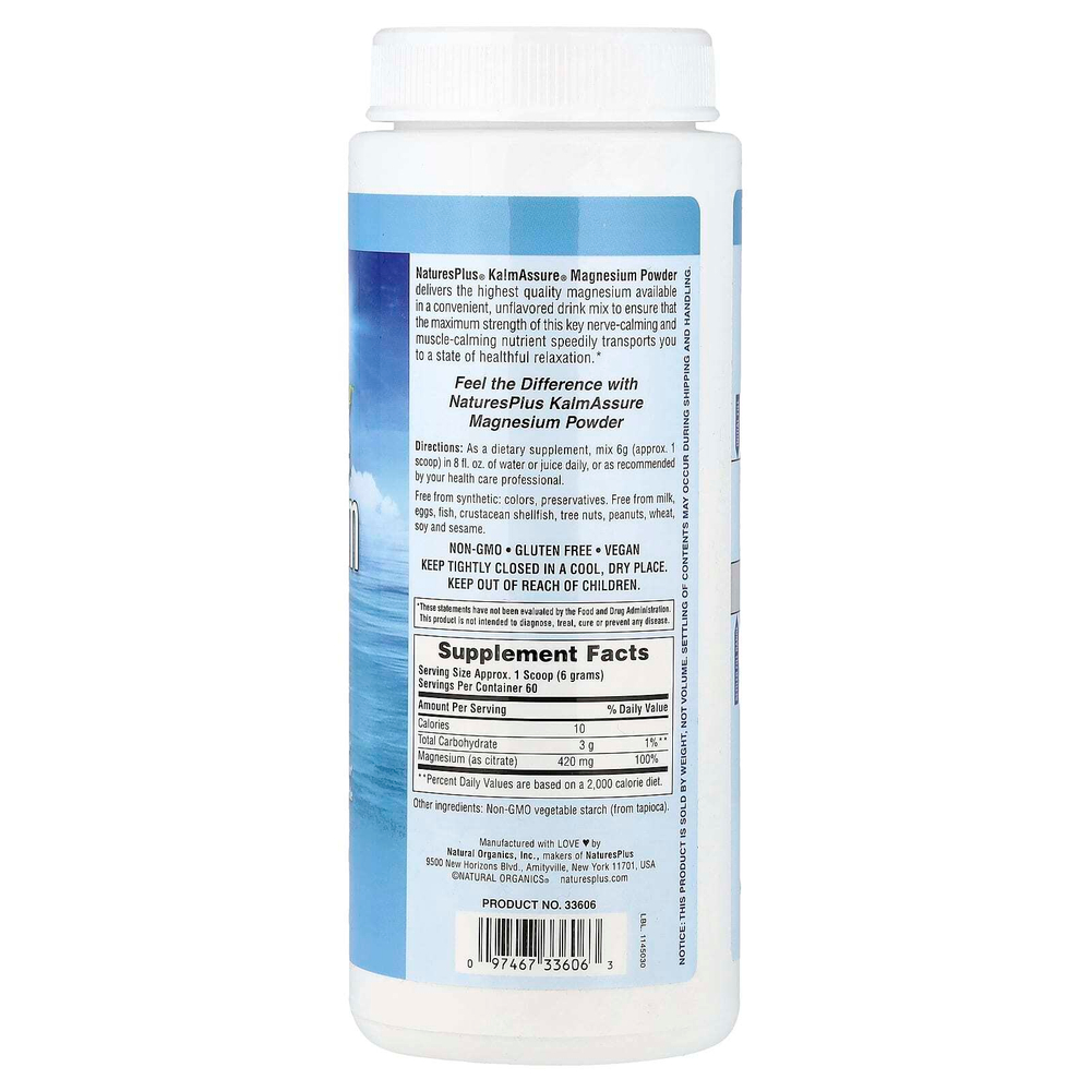 NaturesPlus, KalmAssure®, магний в порошке, без добавок, 360 г (0,8 фунта)