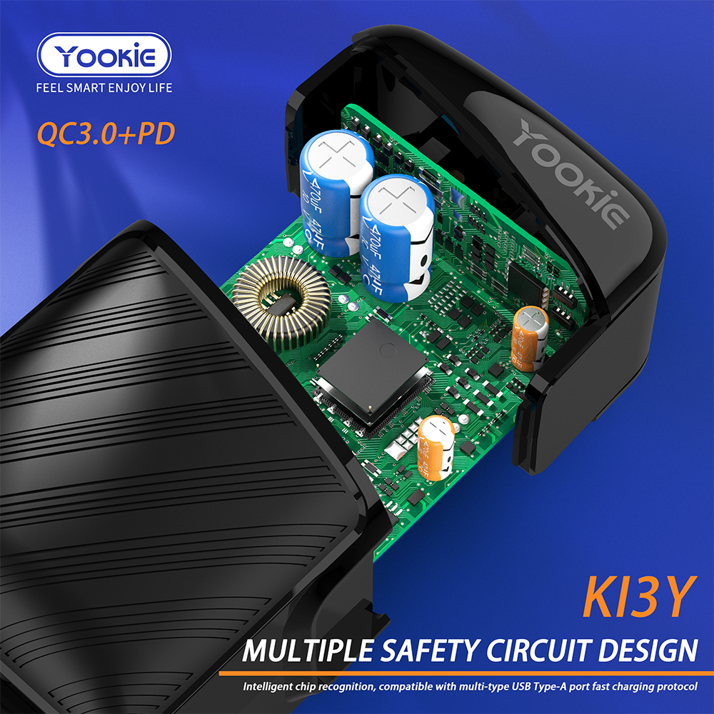 Зарядное устройство СЗУ Yookie EI3Y fast charger PD 2 3A 20W с кабелем Lightning