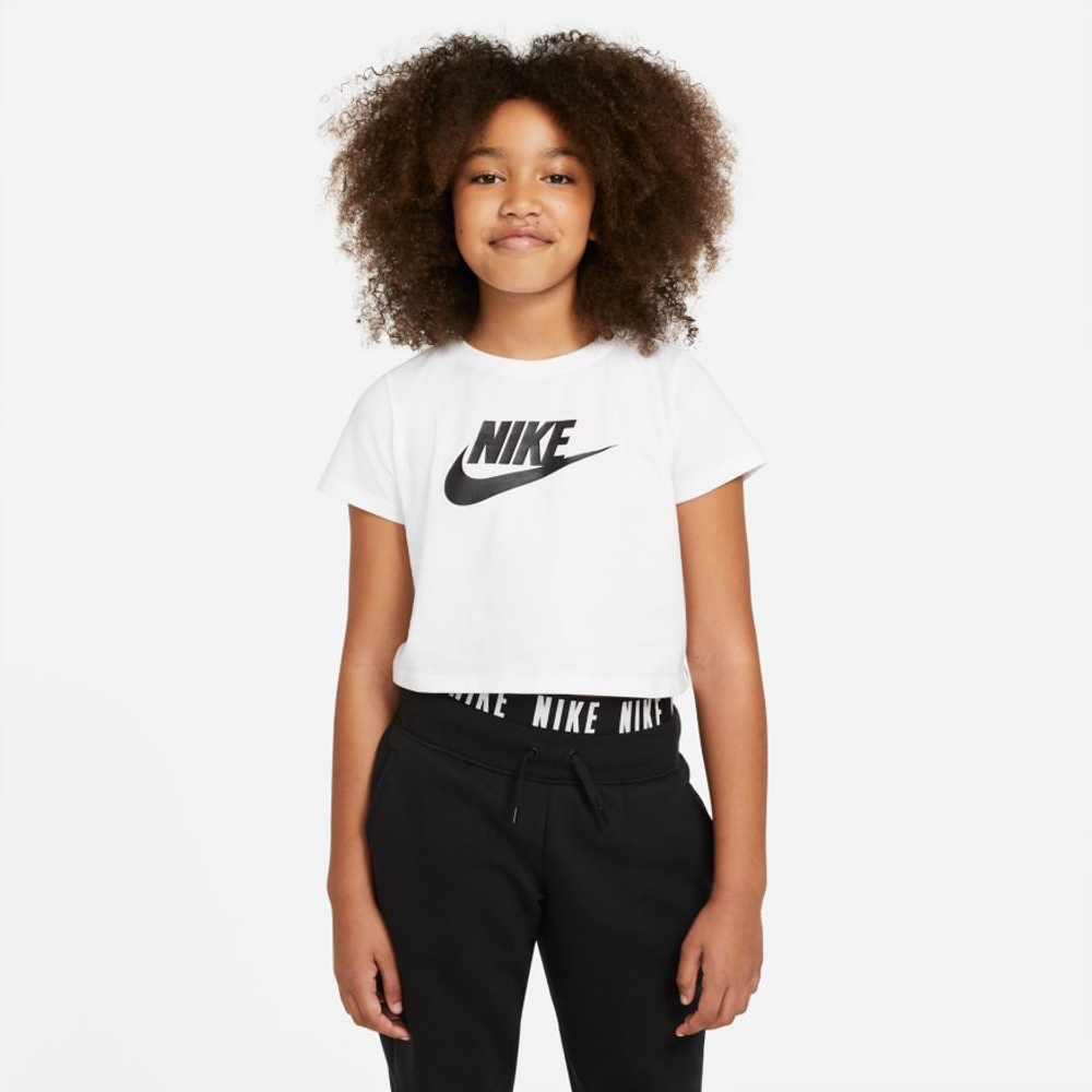 Футболка для девочки Nike Sportswear Crop Futura Tee - white/black/black