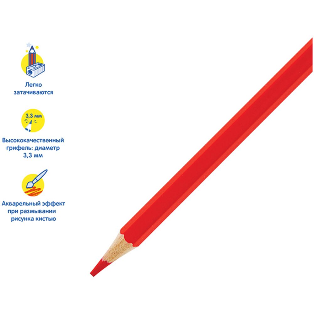 Карандаши акварельные Мульти-Пульти "Енот в Карибском море", 24цв., заточен., картон, европодвес