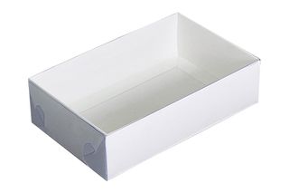 Коробка 12,5х8х2,5 см белая с прозрачной крышкой