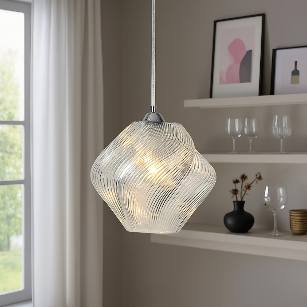 8288/1A MODERNI LN26 371 хром/прозрачный, металл/стекло Подвес E27 1*60W 220V TIDE