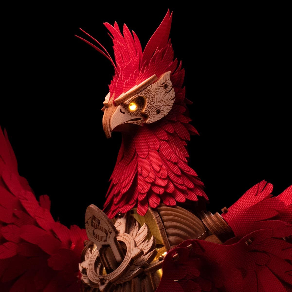 Деревянный конструктор Огненный Феникс со светящимися глазами (Lemmo)