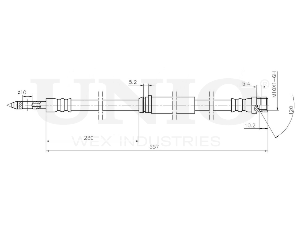 Шланг тормозной передний UNIO BRH-10105