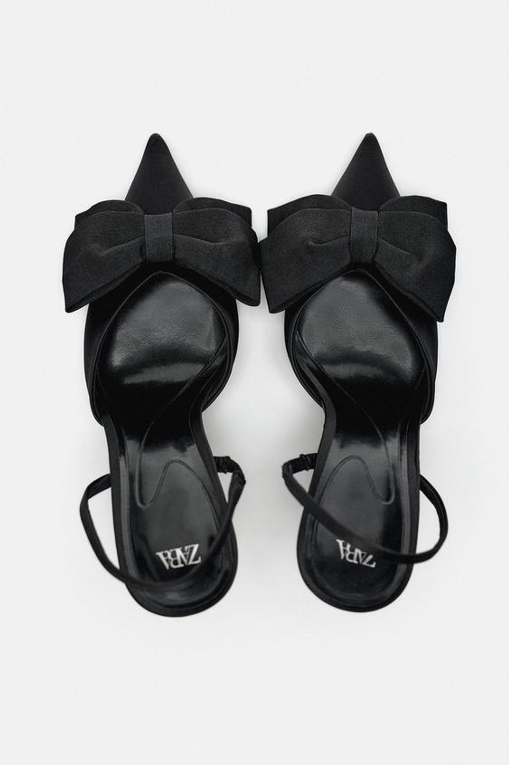 ZARA ТУФЛИ НА ВЫСОКОМ КАБЛУКЕ С БАНТОМ, ЧЕРНЫЙ