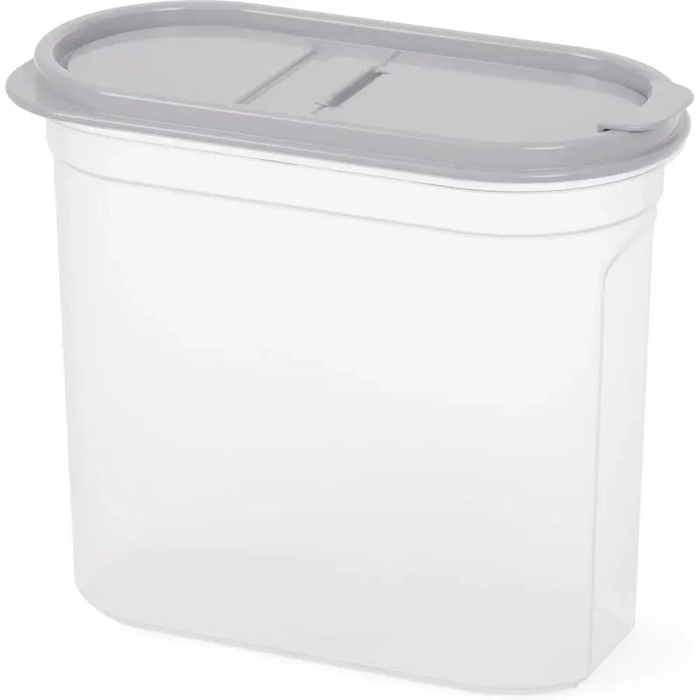 Емкость для сыпучих продуктов Космо 1,65л с клапаном, серый