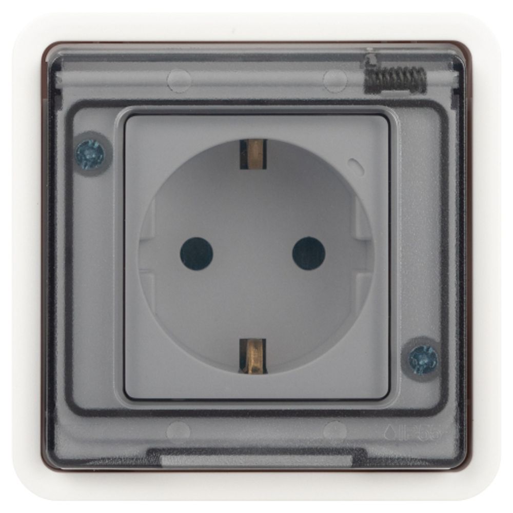 Розетка ЭРА Эксперт 11-2521-01 2P+E IP55, 16A-250В, СУ, белый | Эра Эксперт