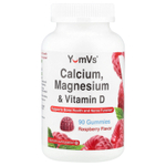 YumVs, Жевательные таблетки с кальцием, магнием и витамином D, малина, 90 жевательных таблеток