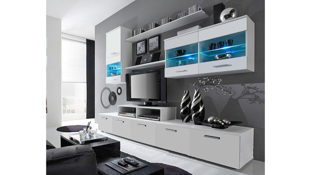 Гостиная Лого Белый Фасадный 0101 250*42*190 см, Белый Фасадный   Фиеста