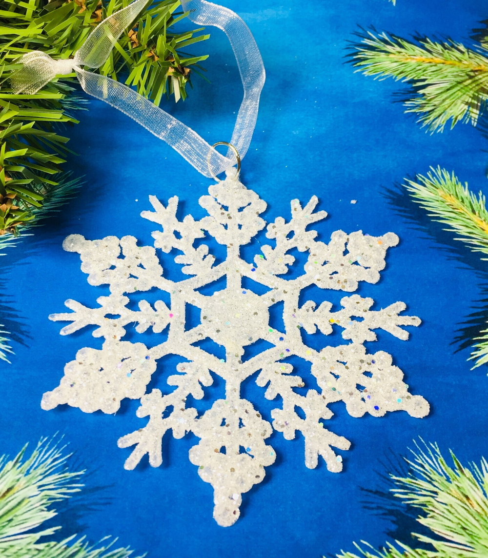 Подвеска «Снежинка» 9 см, белый блеск