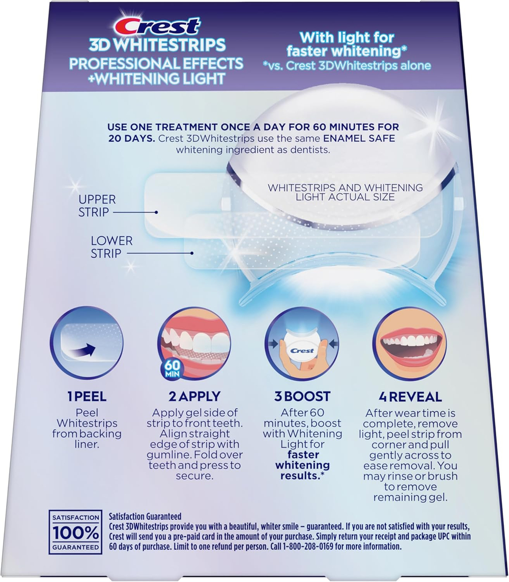 Crest 3D Whitestrips Professional Effects Light — Отбеливающие полоски для зубов: до 12 тонов за 20 дней