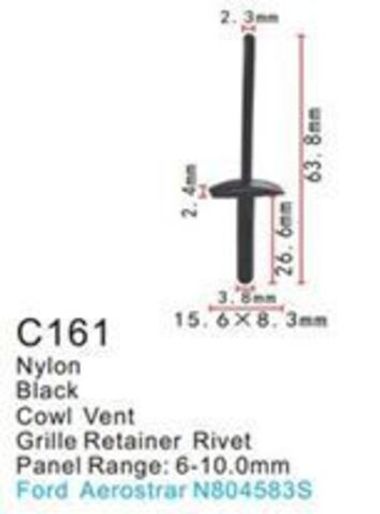 Клипса для крепления внутренней обшивки а/м Форд пластиковая (100шт/уп.) Forsage клипса C0161(Ford)
